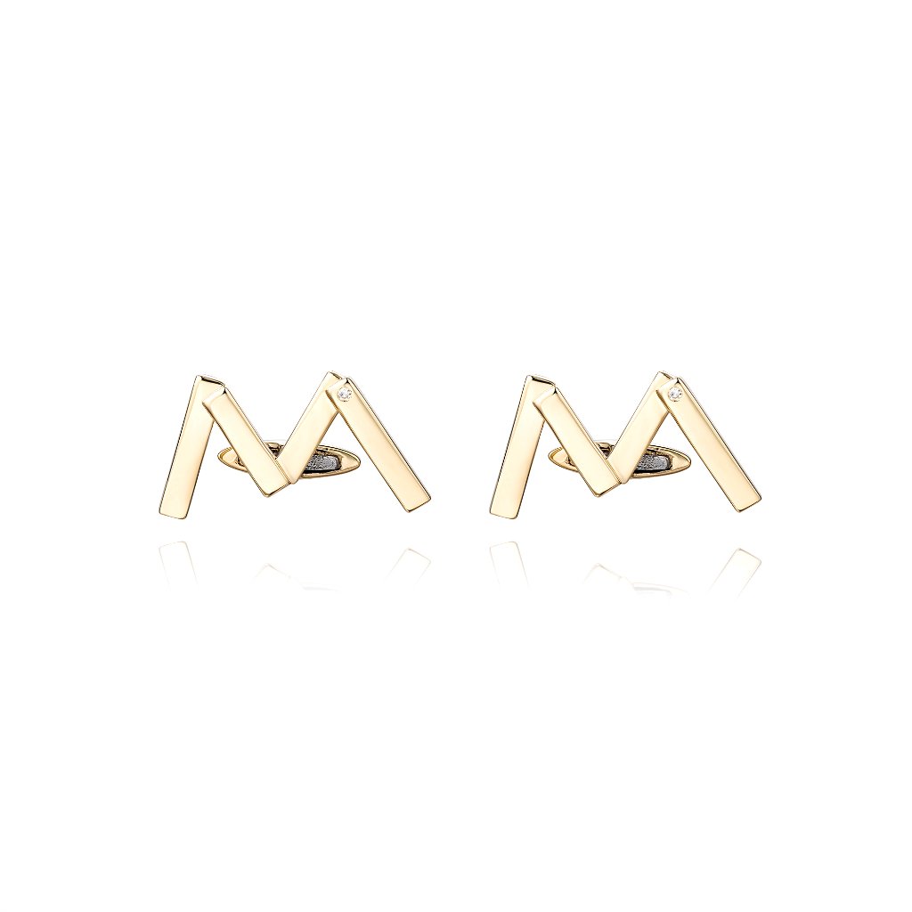 Designer 14k Or 18k Upon Request Yellow Gold M Letter Cufflinks